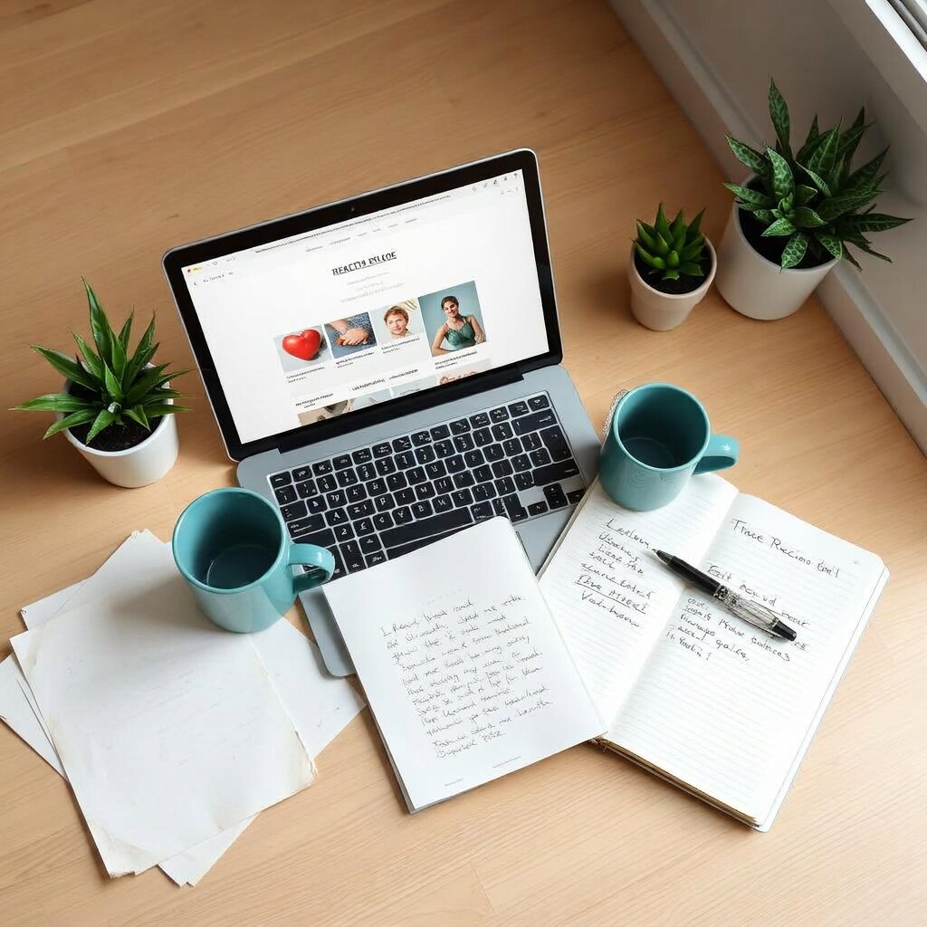 Medical blog and resources on a desk
