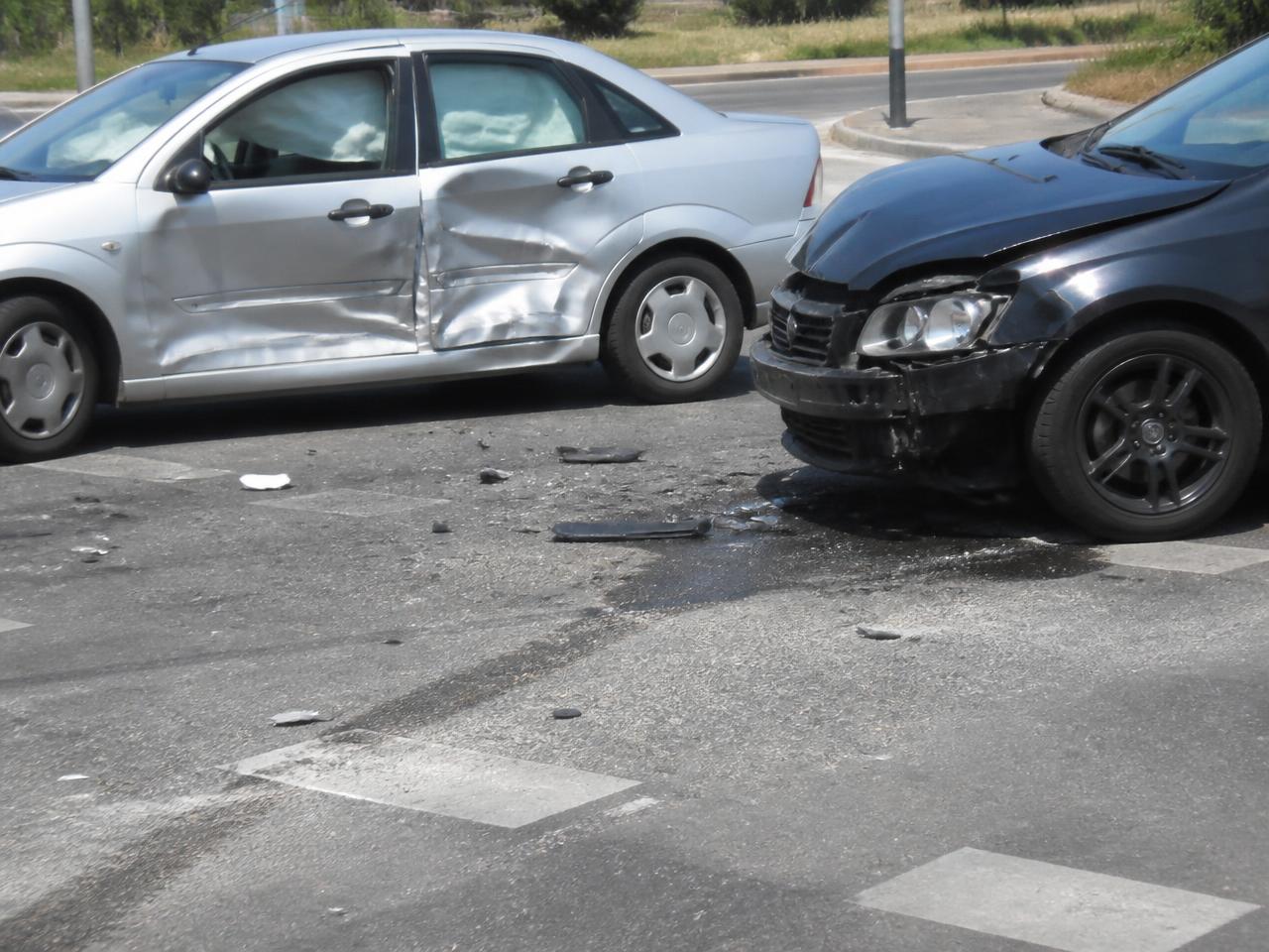 T-bone intersection collision with crushed side door