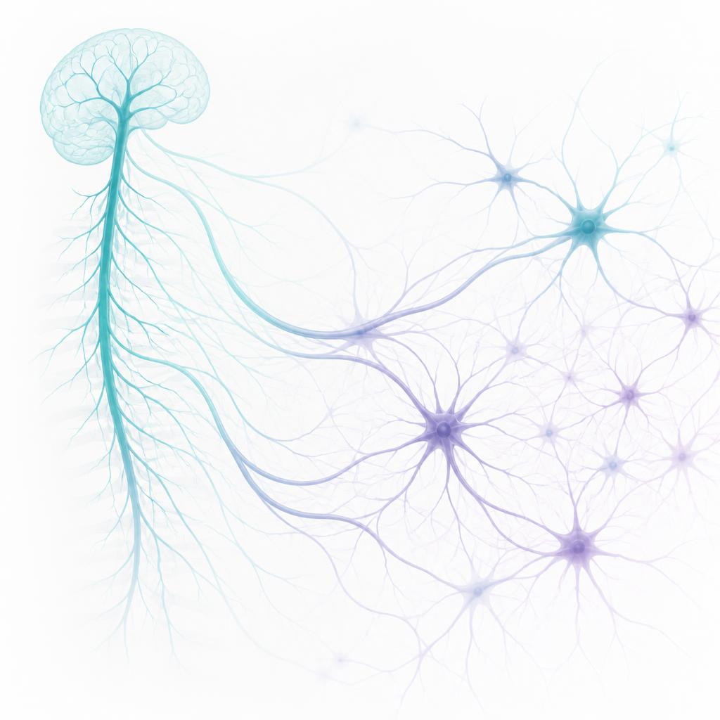 Medical illustration of nerve pathways and neurons